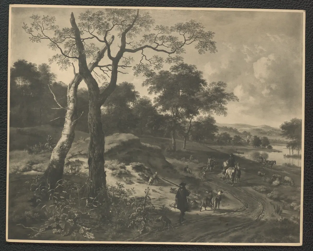 Wynants: Landschaft mit Jäger. Öl-Leinwand, 154 x 191 cm