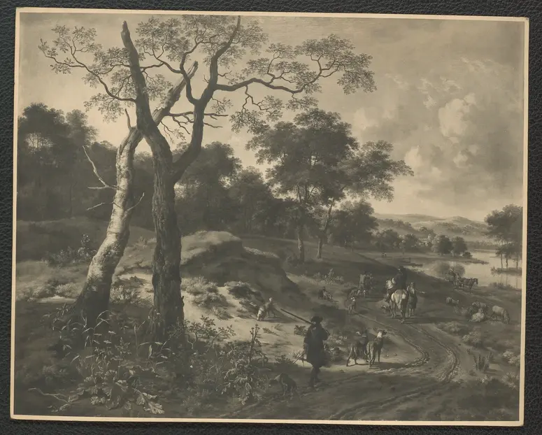 Wynants: Landschaft mit Jäger. Öl-Leinwand, 154 x 191 cm