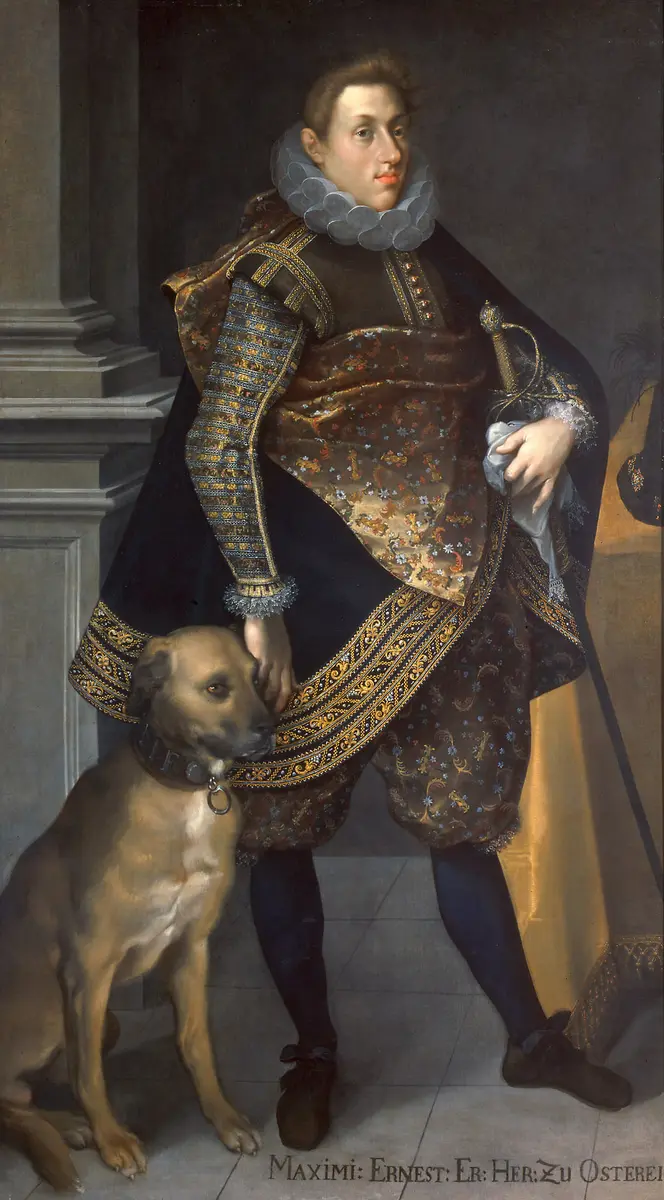 Erzherzog Maximilian Ernst (1583-1616) mit Jagdhund