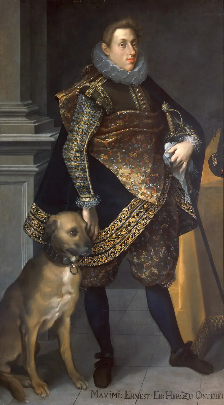 Erzherzog Maximilian Ernst (1583-1616) mit Jagdhund