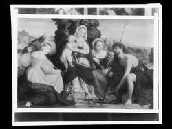 Maria mit Kind und Heiligen Katharina und Coelestin (links) und Johannes d. Täufer und Barbara (rechts)