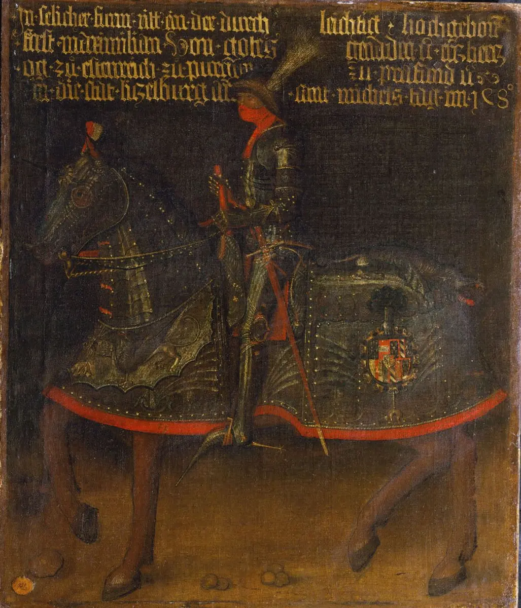 Erzherzog Maximilian (1459-1519, später Kaiser Maximilian I.) geharnischt zu Pferd