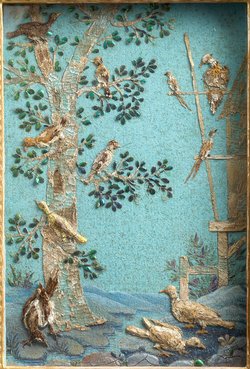 Baum mit Wasservögel, Tierbild, Pflanzenmosaik, Wasservögel