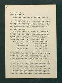 Dienstanweisungen für Postenaufseher, Portiere, die Telephonzentrale, Oberaufseher, Nachtportiere und Nachtaufseher, für den Wochendienst der Beamten und der Verwaltungskanzlei