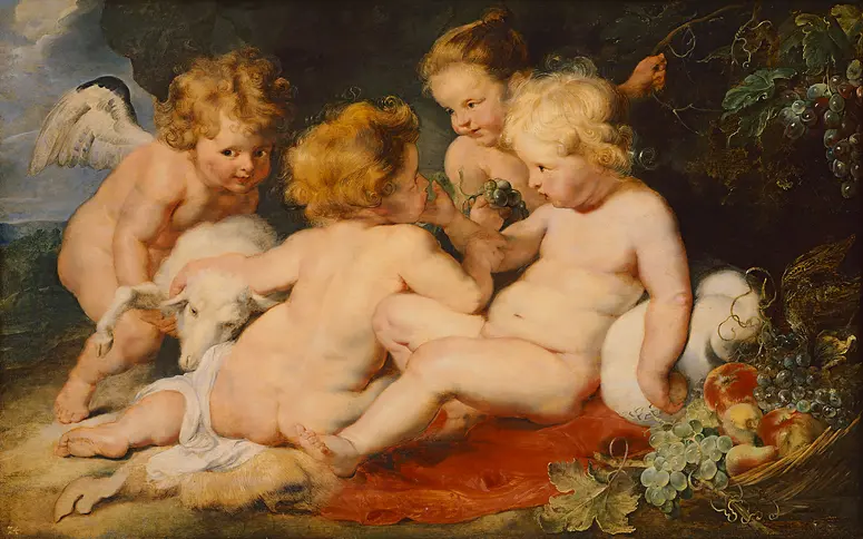 Christuskind mit Johannesknaben und zwei Engeln