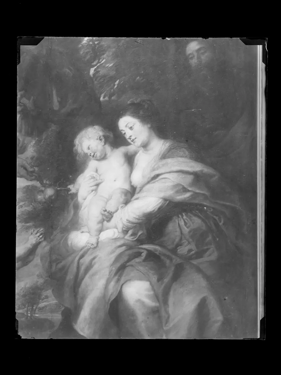 Ildefonso-Altar: Die Hl. Familie unter dem Apfelbaum (Außenseiten der Flügel)