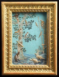 Baum mit Wasservögel, Tierbild, Pflanzenmosaik, Wasservögel