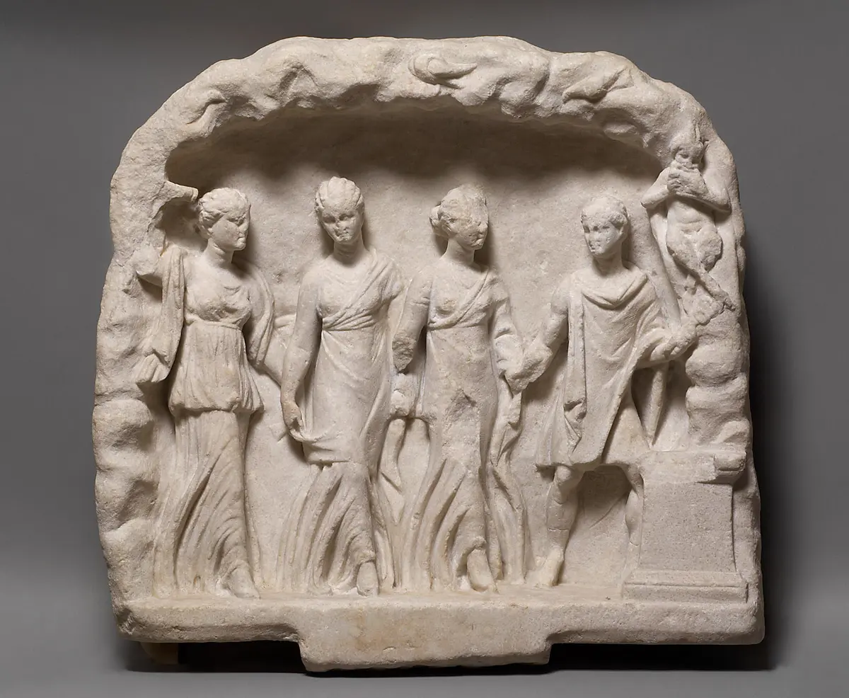 Hermes, Pan und Nymphen