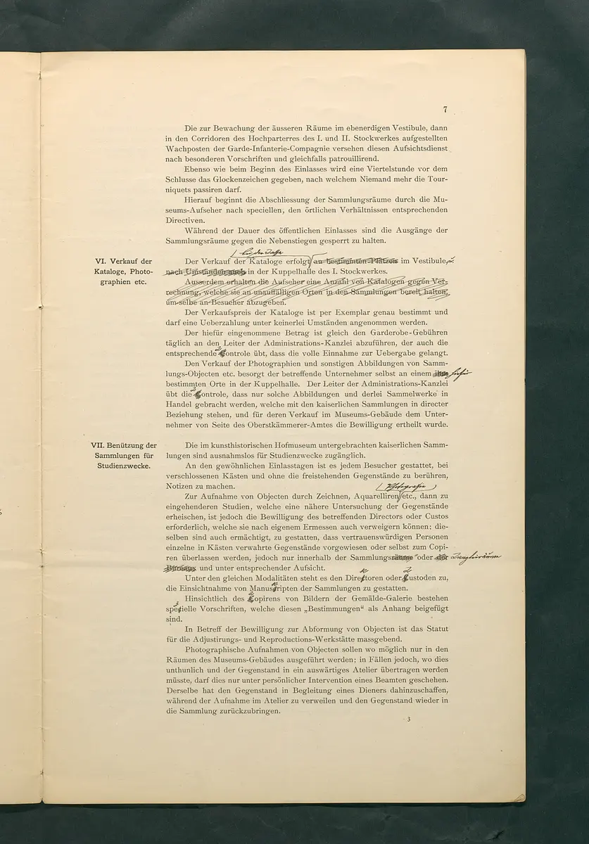 Bestimmungen für den Dienstbetrieb in den kunsthistorischen Sammlungen des Allerhöchsten Kaiserhauses