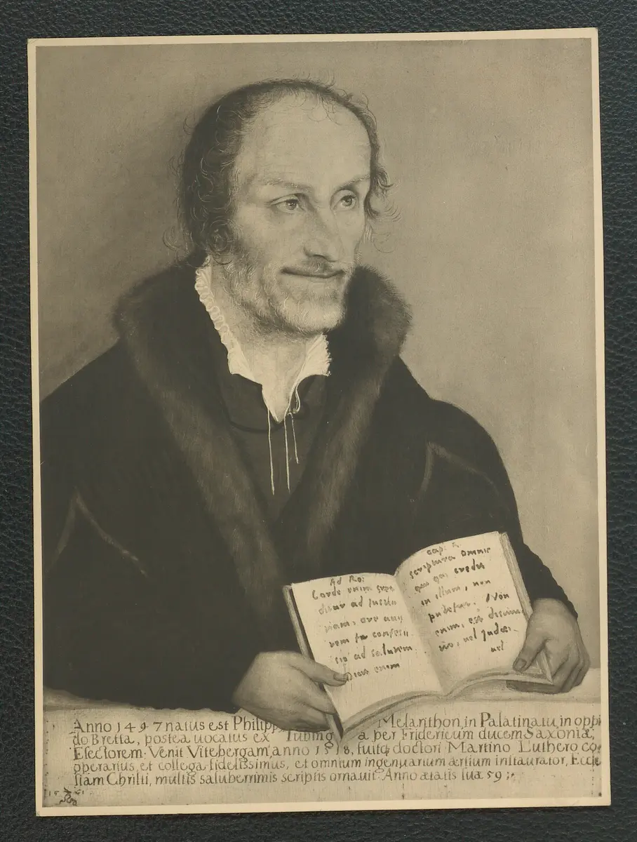 Lukas Cranach d. J., Porträt des Melanchthon. Öl-Holz. 35 x 26 cm