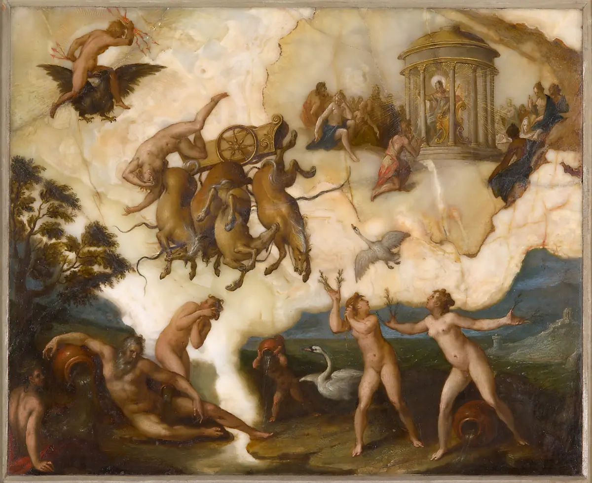 Der Sturz des Phaeton, Triumphzug des Amor und Bacchus