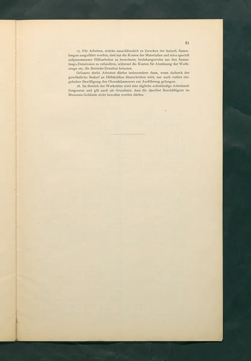 Bestimmungen für den Dienstbetrieb in den kunsthistorischen Sammlungen des Allerhöchsten Kaiserhauses
