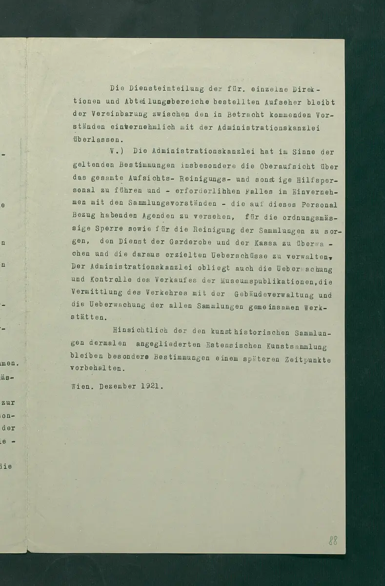 Statut für die im Kunsthistorischen Museum dislozierten Sammlungen und deren Annexe