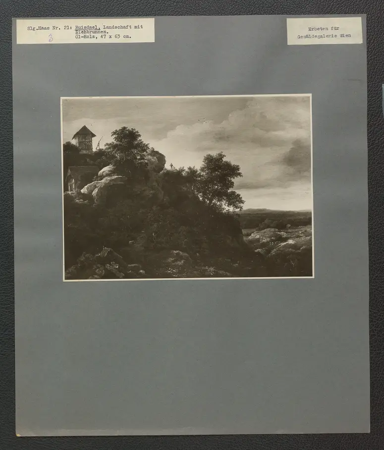 Ruisdael, Landschaft mit Ziehbrunnen. Öl-Holz. 47 x 63 cm
