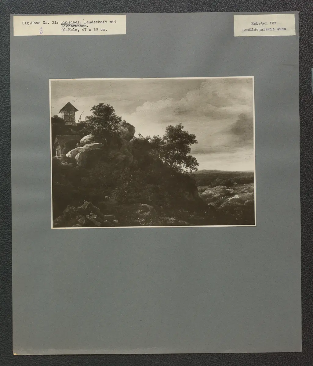 Ruisdael, Landschaft mit Ziehbrunnen. Öl-Holz. 47 x 63 cm