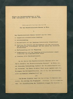 Dienstvorschrift für das Kunsthistorische Museum in Wien