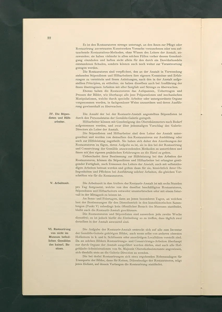 Bestimmungen für den Dienstbetrieb in den kunsthistorischen Sammlungen des Allerhöchsten Kaiserhauses