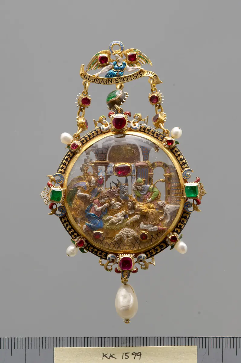 Schmuckanhänger mit der Anbetung der Hirten und Mariae Verkündigung