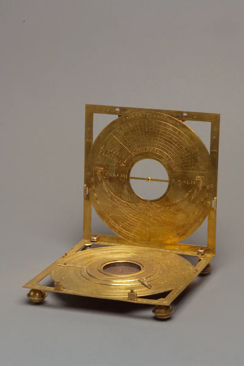 Äquatoriale Tischsonnenuhr (mit Zeitumwandlungsdiagramm)