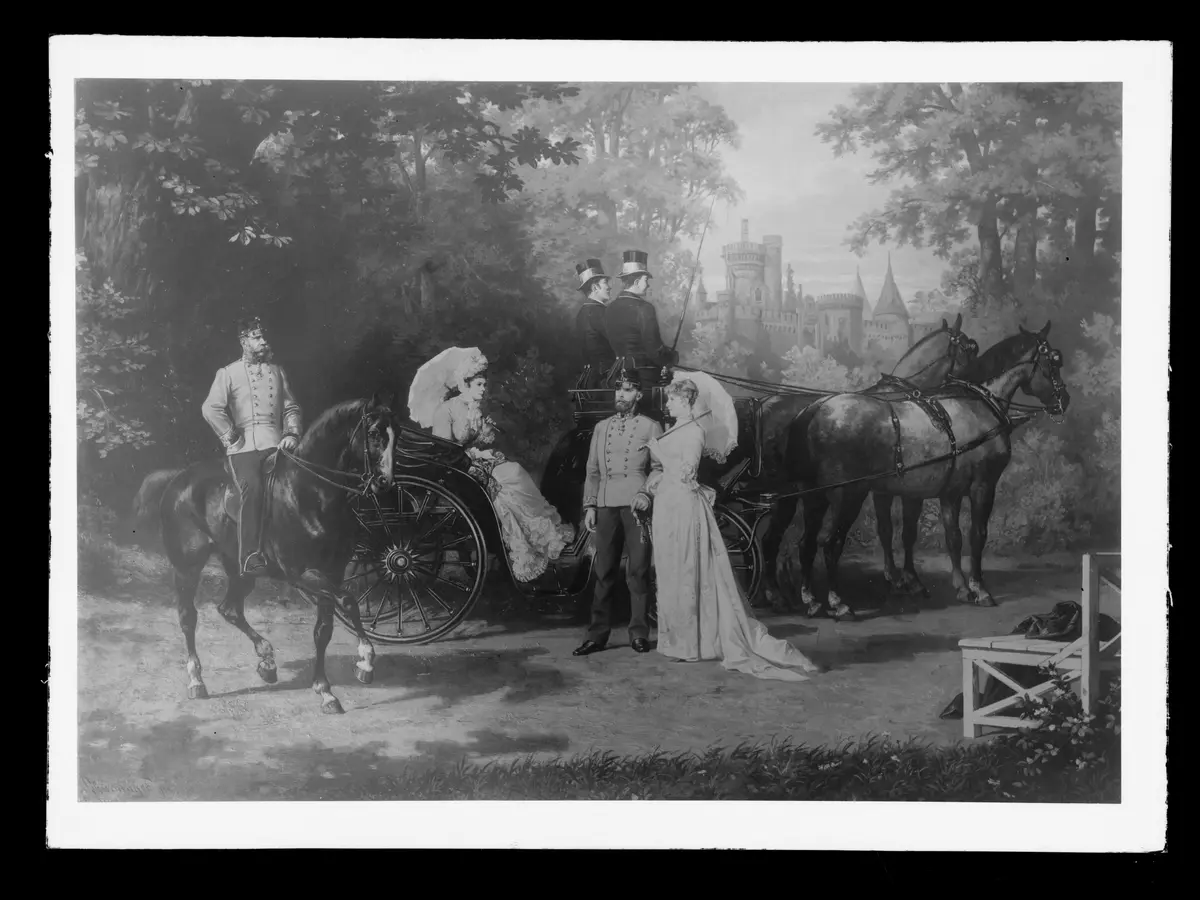 Kaiser Franz Joseph I., Elisabeth und ? in Laxenburg