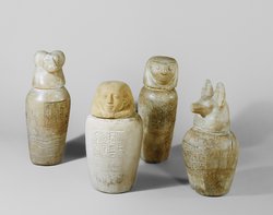 Kanope der Tjes-bastet-peret mit Deckel in Form eines Affenkopfes