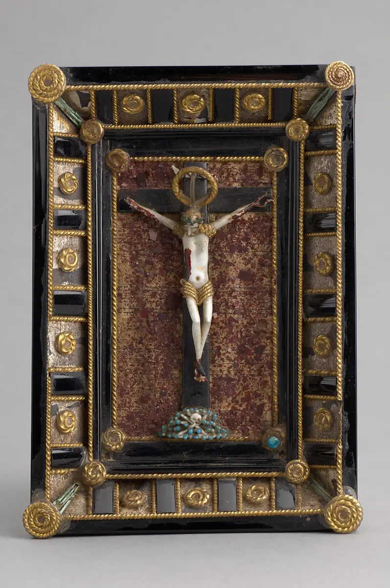 Christus am Kreuz, Schmelzglasbild, Glasbild