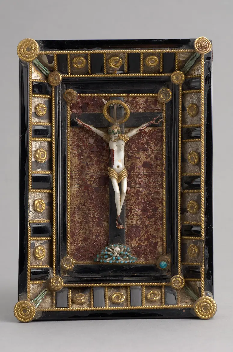Christus am Kreuz, Schmelzglasbild, Glasbild