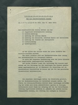 Dienstvorschriften für das Kunsthistorische Museum