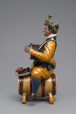 Gefäß; Statuette, Tongefäß, Scherzfigur, Prasser