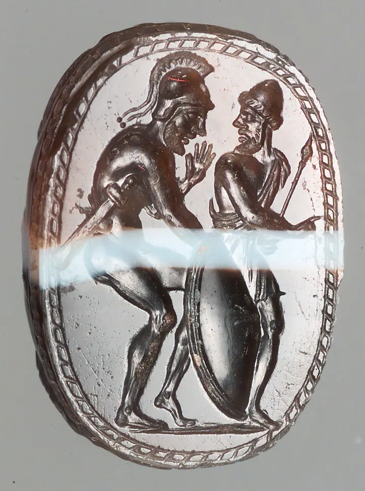 Odysseus und Diomedes aufbrechend