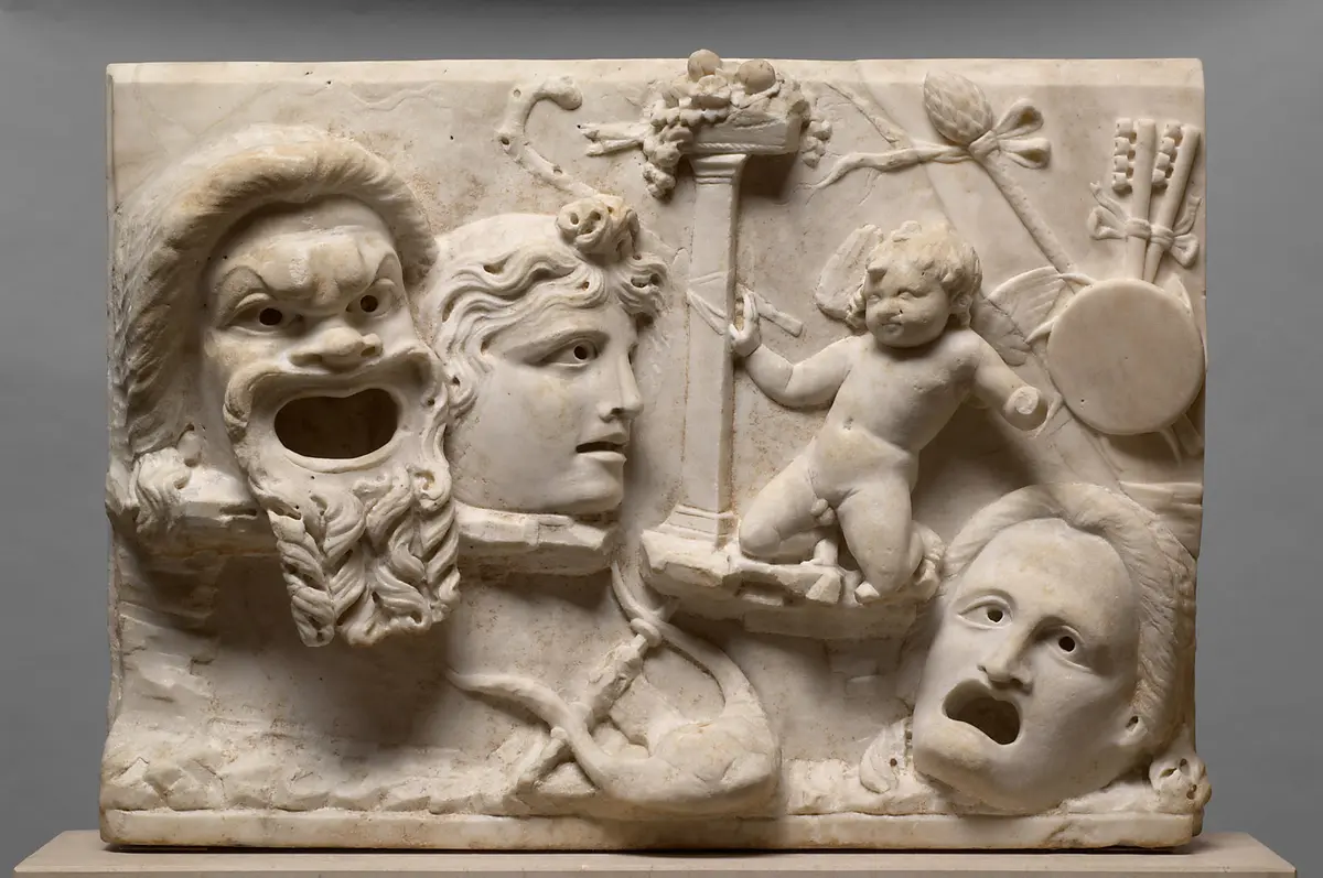 Doppelseitiges Maskenrelief