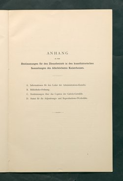 Bestimmungen für den Dienstbetrieb in den kunsthistorischen Sammlungen des Allerhöchsten Kaiserhauses