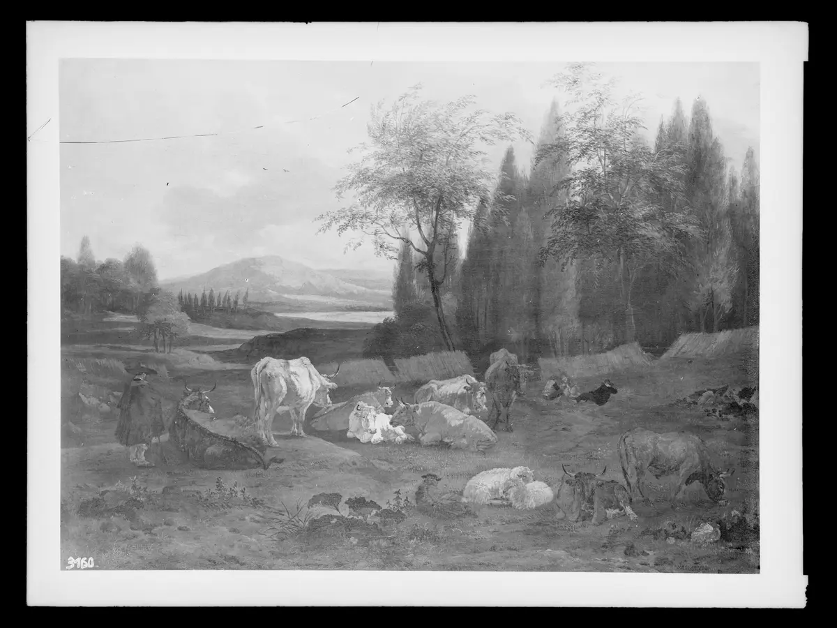 Landschaft mit ruhender Viehweide