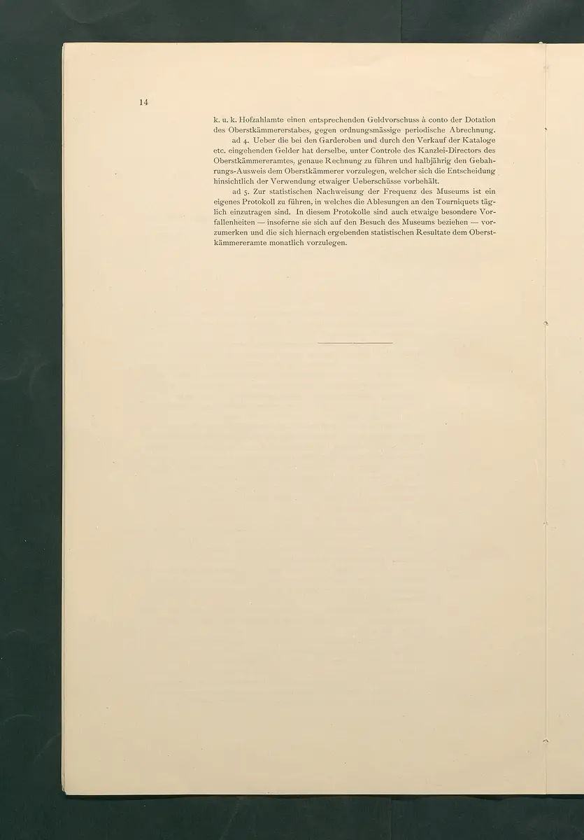 Bestimmungen für den Dienstbetrieb in den kunsthistorischen Sammlungen des Allerhöchsten Kaiserhauses
