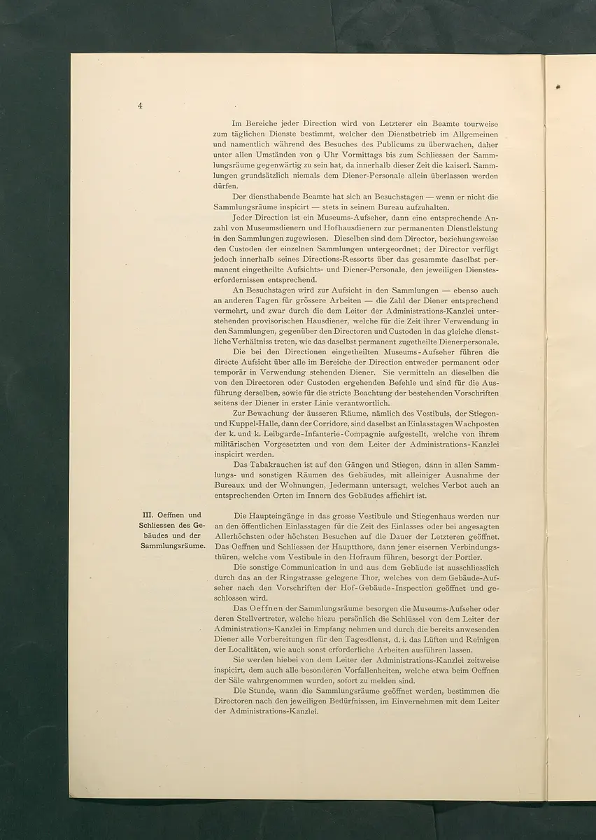 Bestimmungen für den Dienstbetrieb in den kunsthistorischen Sammlungen des Allerhöchsten Kaiserhauses