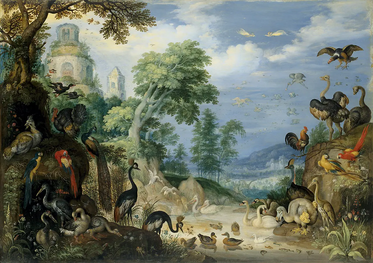 Landschaft mit Vögeln