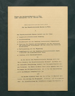 Dienstvorschrift für das Kunsthistorische Museum in Wien
