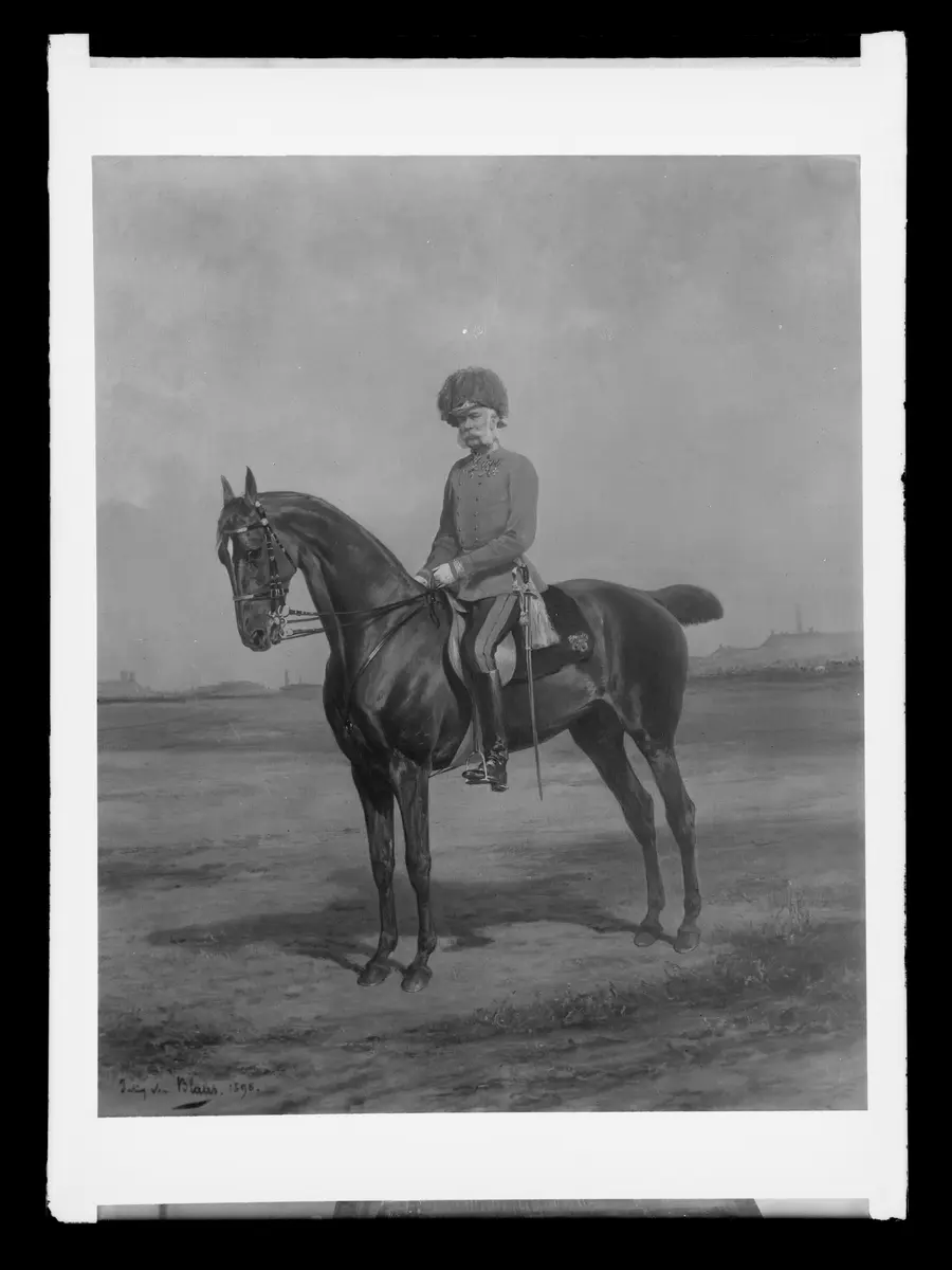 Franz Joseph zu Pferd mit Generalshut