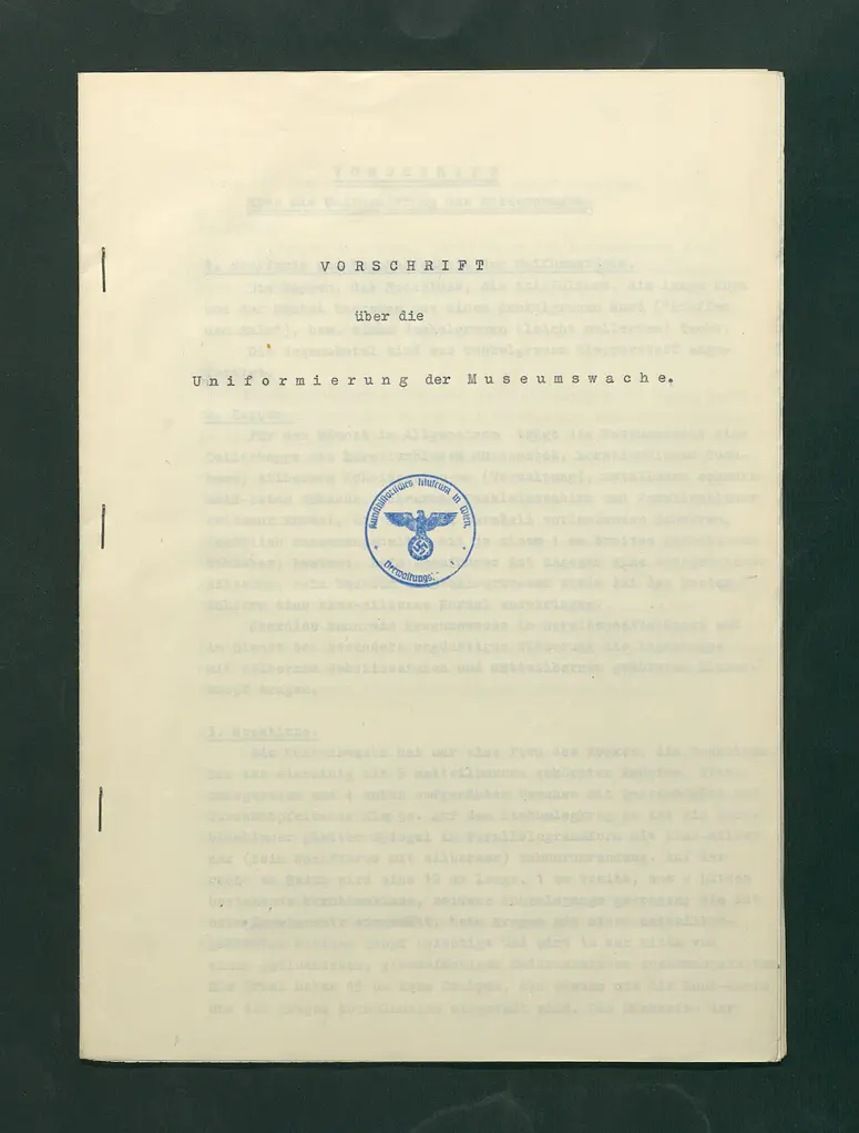 Vorschrift zur Uniformierung der Museumswache