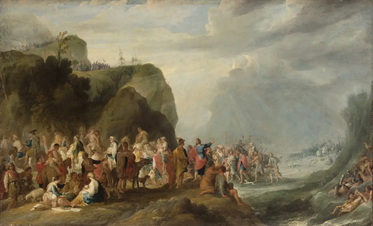 Moses schließt die Fluten des Roten Meeres