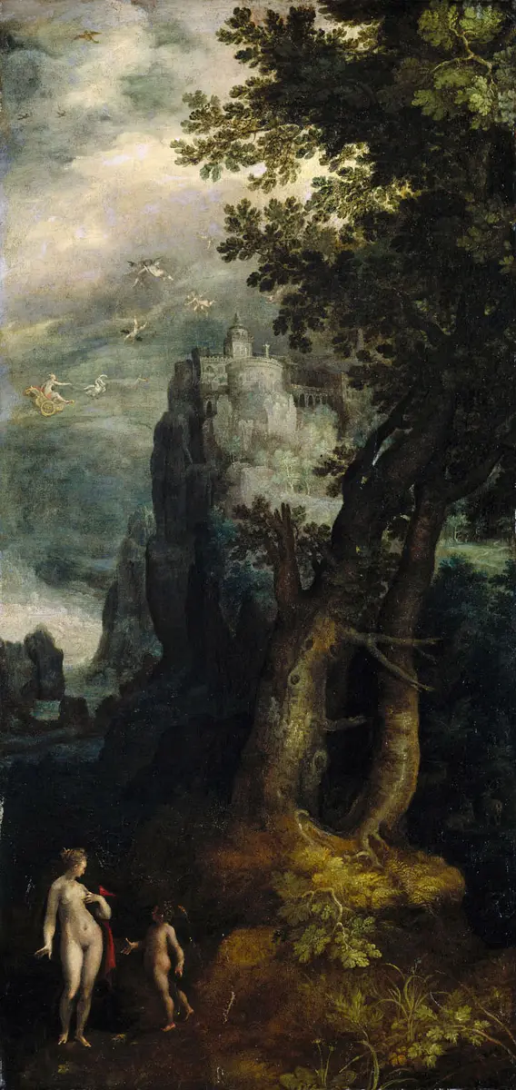 Venus und Amor vor der Liebesburg