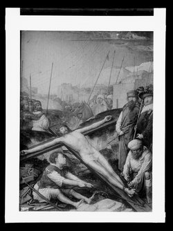 Christus wird ans Kreuz genagelt