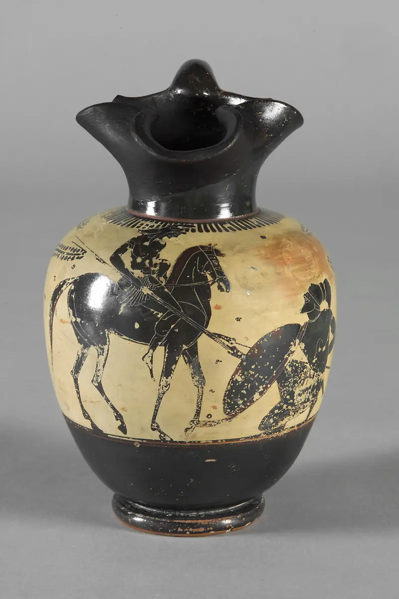 Reitende Amazone und Krieger