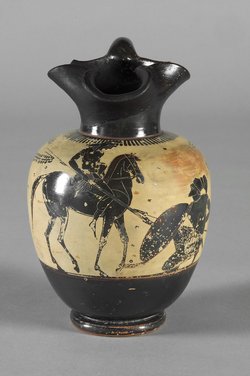 Reitende Amazone und Krieger