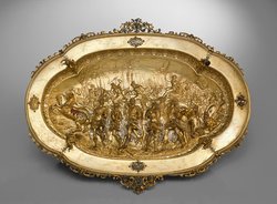 Prunkbecken mit Darstellung des Triumpfzuges von Amor; Becken der sogenannten Trionfi-Garnitur
