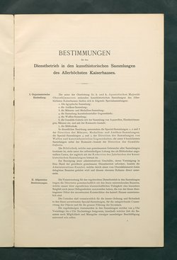 Bestimmungen für den Dienstbetrieb in den kunsthistorischen Sammlungen des Allerhöchsten Kaiserhauses