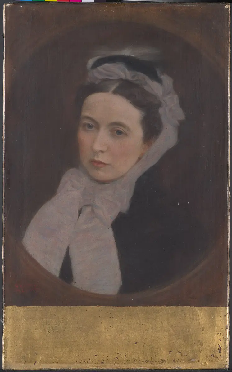 Dame mit lila Schal