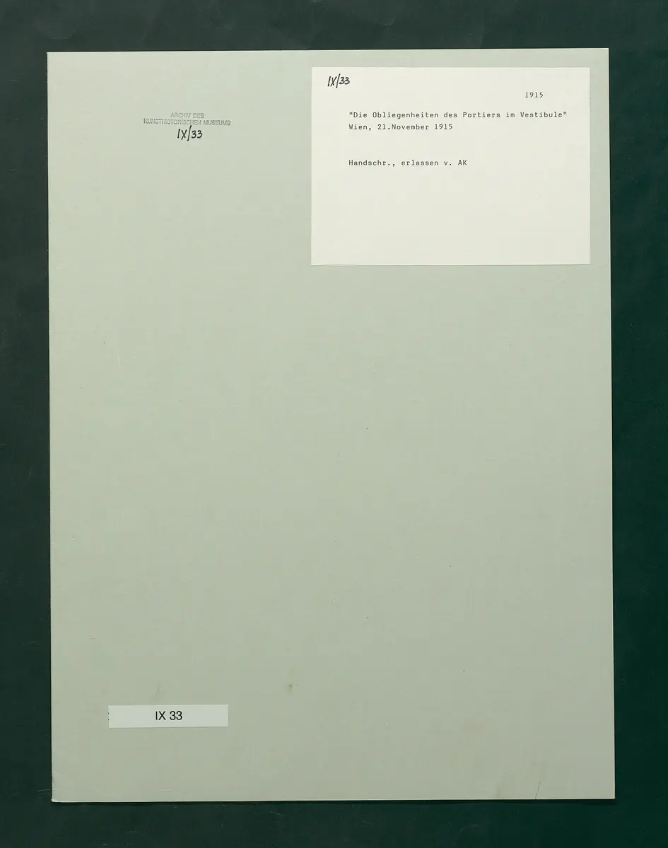 Die Obliegenheiten des Portiers im Vestibüle