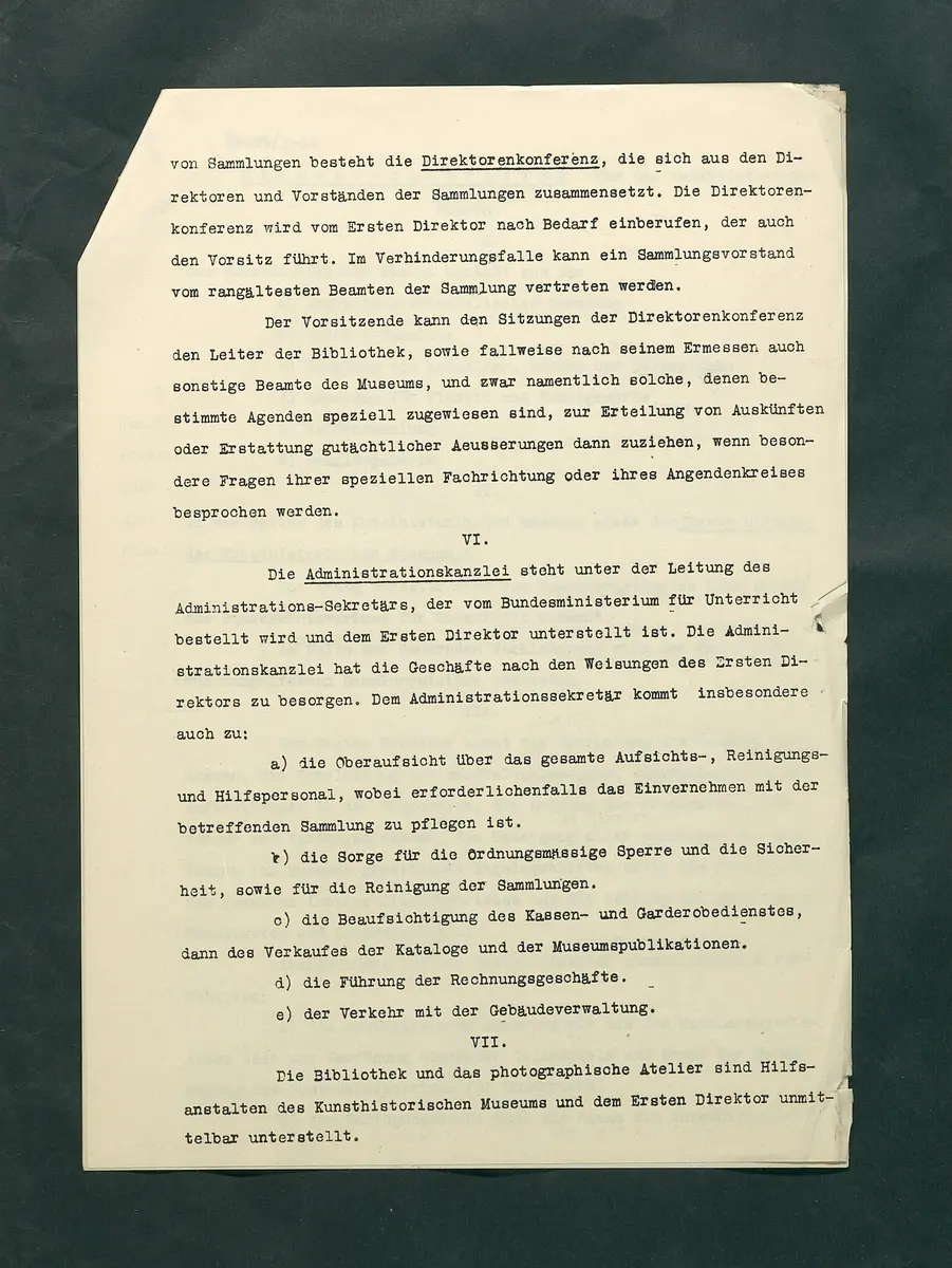 Dienstvorschriften für das Kunsthistorische Museum