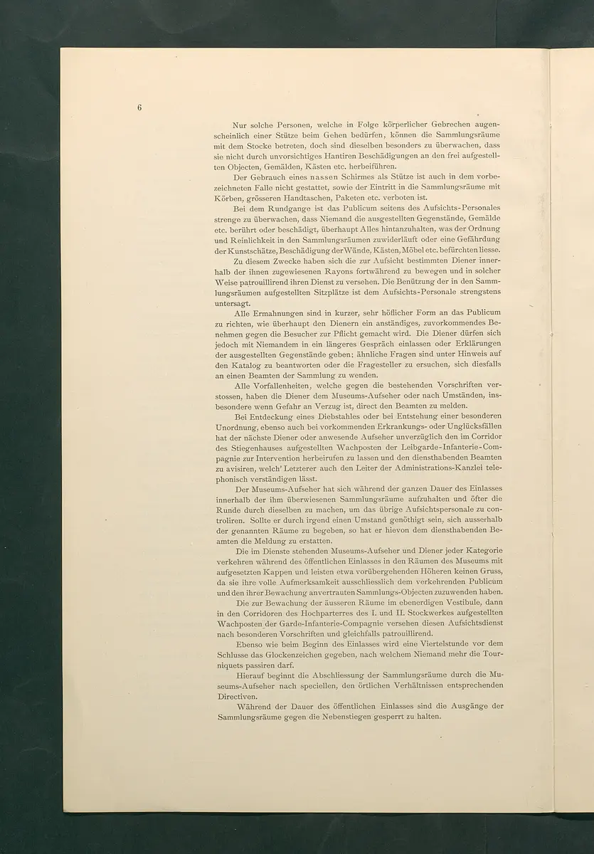 Bestimmungen für den Dienstbetrieb in den kunsthistorischen Sammlungen des Allerhöchsten Kaiserhauses